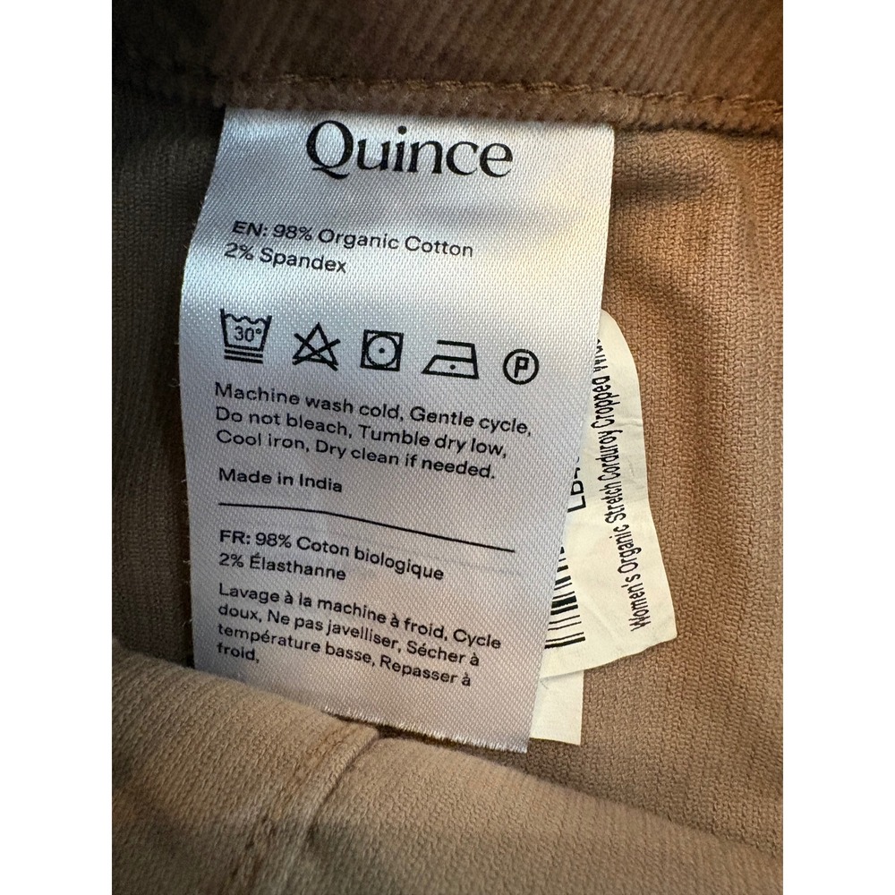 Quince Organic Stretch Corduroy Cropped Wide Leg Pants Womens 10 Warm Brown - Picture 10 of 11